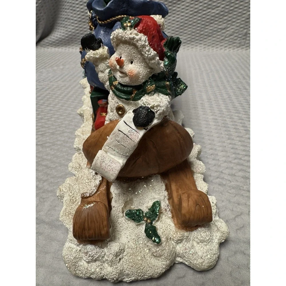 Vintage Santas Collection #99990 Santa and 2 Snowmen on a Sleigh Resin EUC
